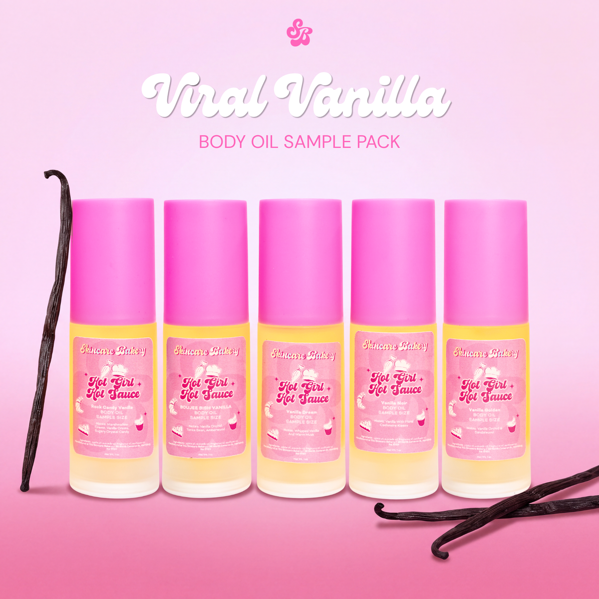 Boujee Bish Vanilla Tasting Flight: Boujee Bish Vanilla Hot Girl Hot Sauce Body Oil + Boy's Tears Body Oil Sample Pack